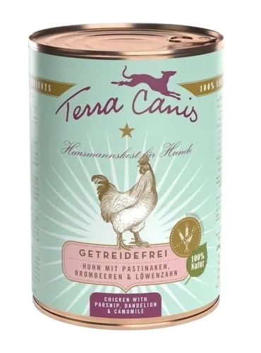 Terra canis grain free pollo con pastinaca, dente di leone e camomilla 400 gr  