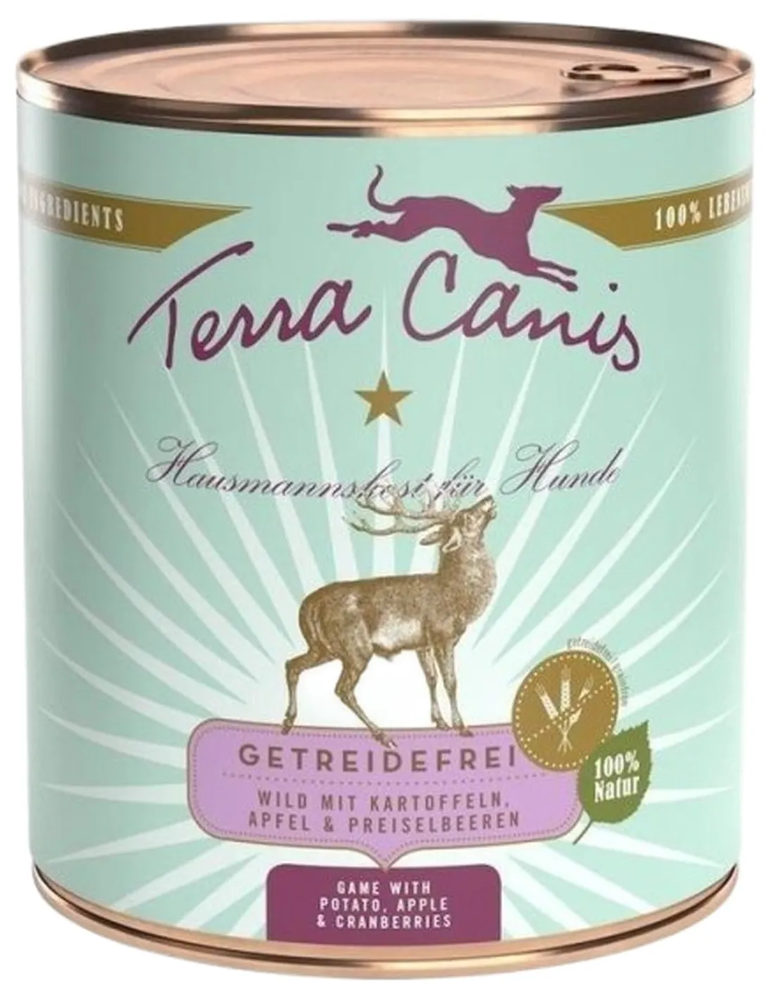 Terra canis grain free selvaggina con patate, mela e mirtilli rossi 800 gr   Terra canis grain free selvaggina con patate, mela e mirtilli rossi 800 gr