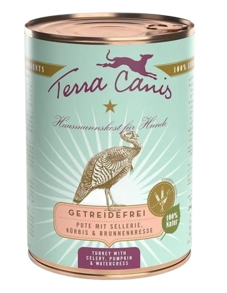 Terra canis grain free tacchino con sedano, zucca e crescione d'acqua 400 gr  