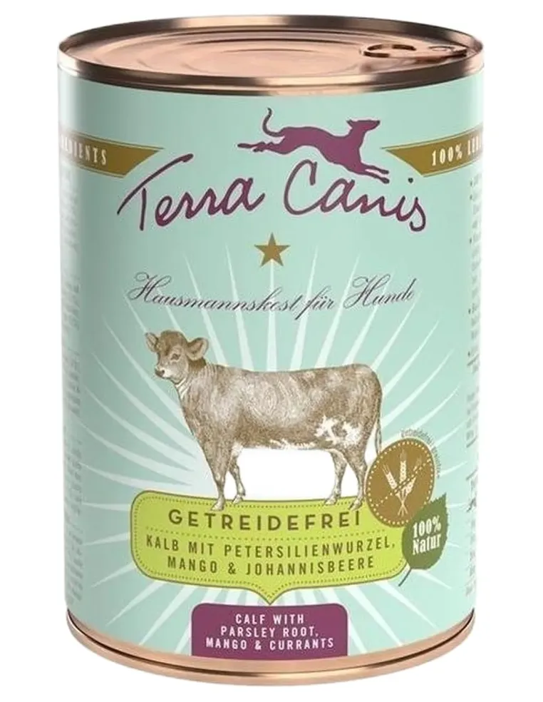 Terra canis grain free vitello con radice di prezzemolo, mango e ribes 400 gr  