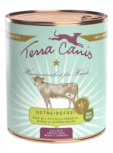 Terra canis grain free vitello con radice di prezzemolo, mango e ribes 800 gr  