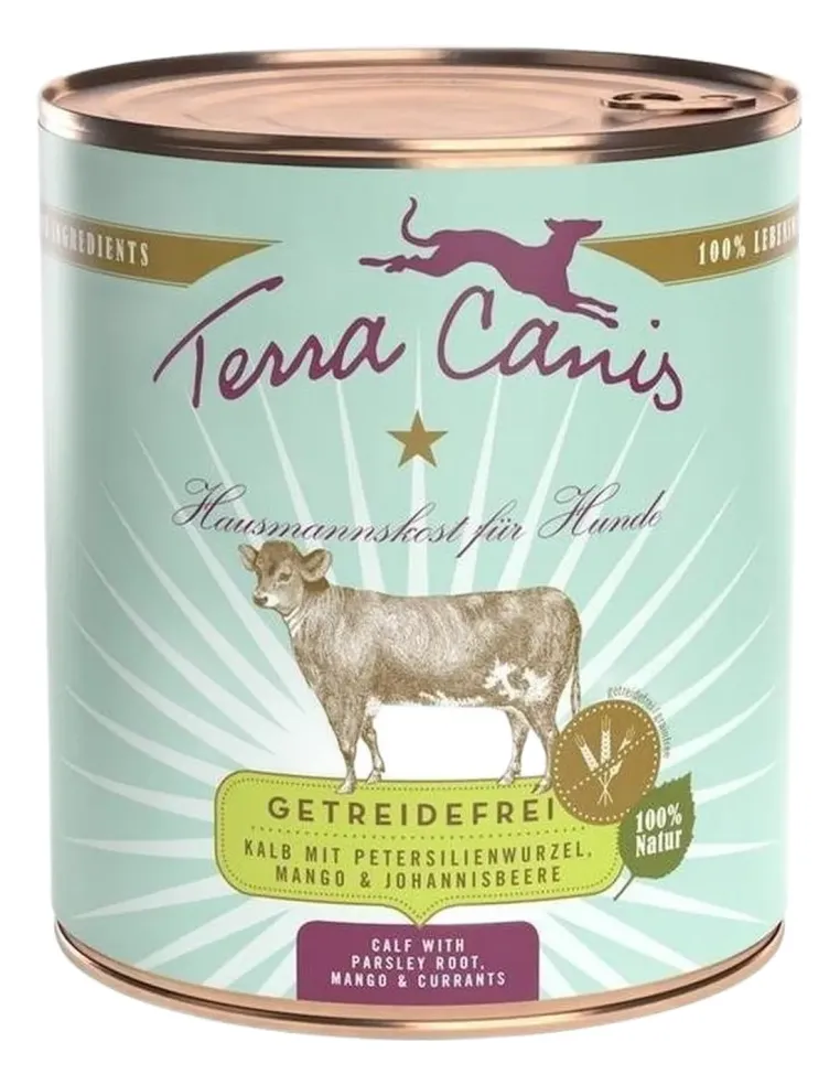 Terra canis grain free vitello con radice di prezzemolo, mango e ribes 800 gr  