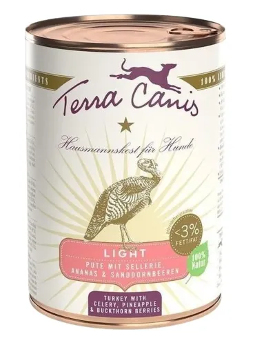 Terra canis light tacchino con sedano, ananas e bacche di olivello spinoso 400 gr  