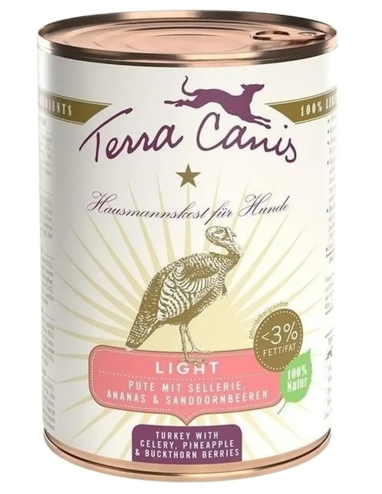 Terra canis light tacchino con sedano, ananas e bacche di olivello spinoso 400 gr  