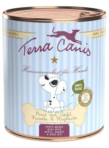 Terra canis puppy manzo con mela, carote e rosa canina 800 gr