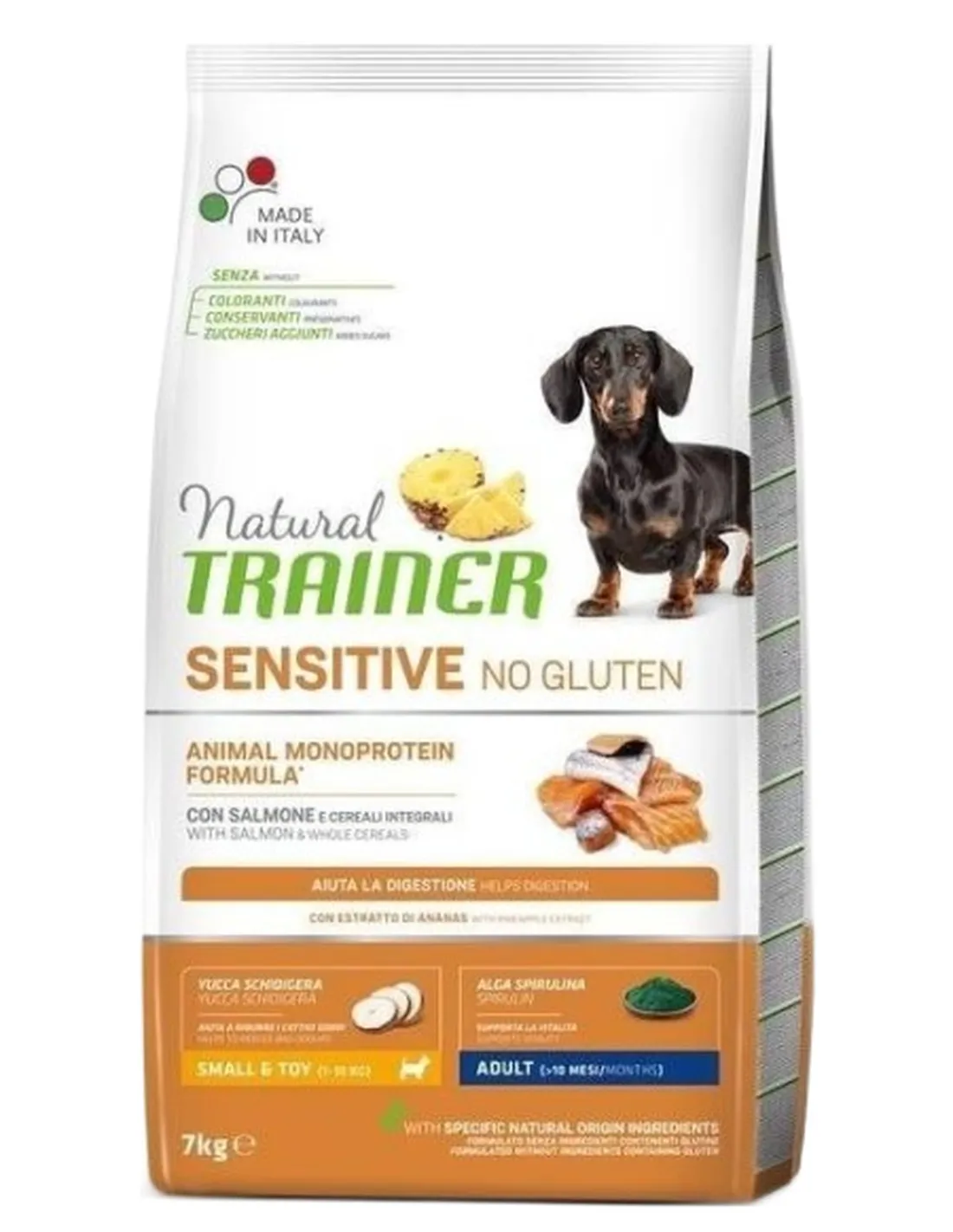 Natural trainer Sensitive cane No Gluten small e toy Adult Salmone 7 KG   Natural trainer Sensitive cane No Gluten small e toy Adult Salmone 7 KG