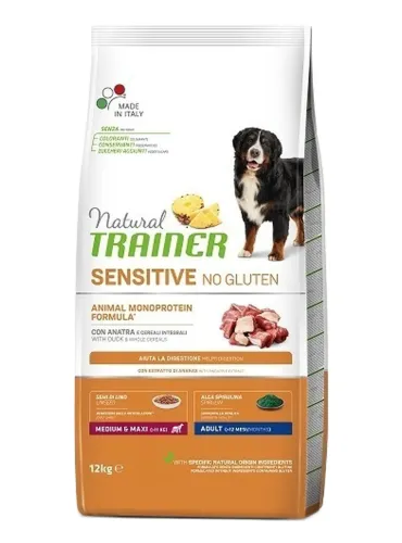 Natural Trainer sensitive cane no gluten medium e maxi adult anatra 12 kg