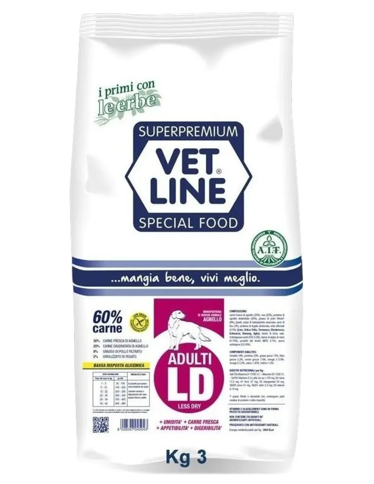Vet Line cane adulto ld agnello 3 kg  