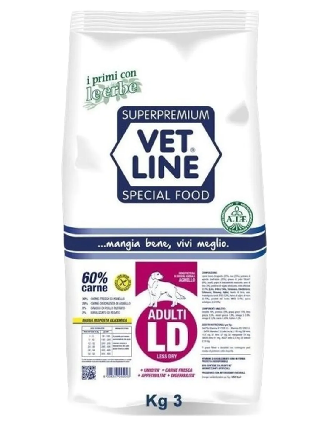 Vet Line cane adulto ld agnello 3 kg  
