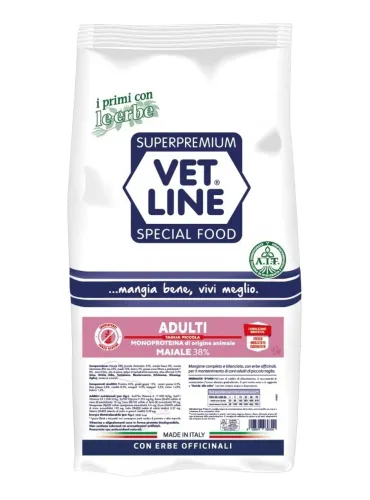 Vet Line cane adulto taglia piccola maiale 3 kg  