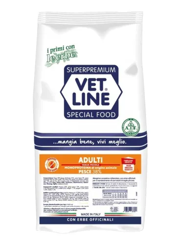 Vet Line cane adulto taglia piccola pesce 3 kg  