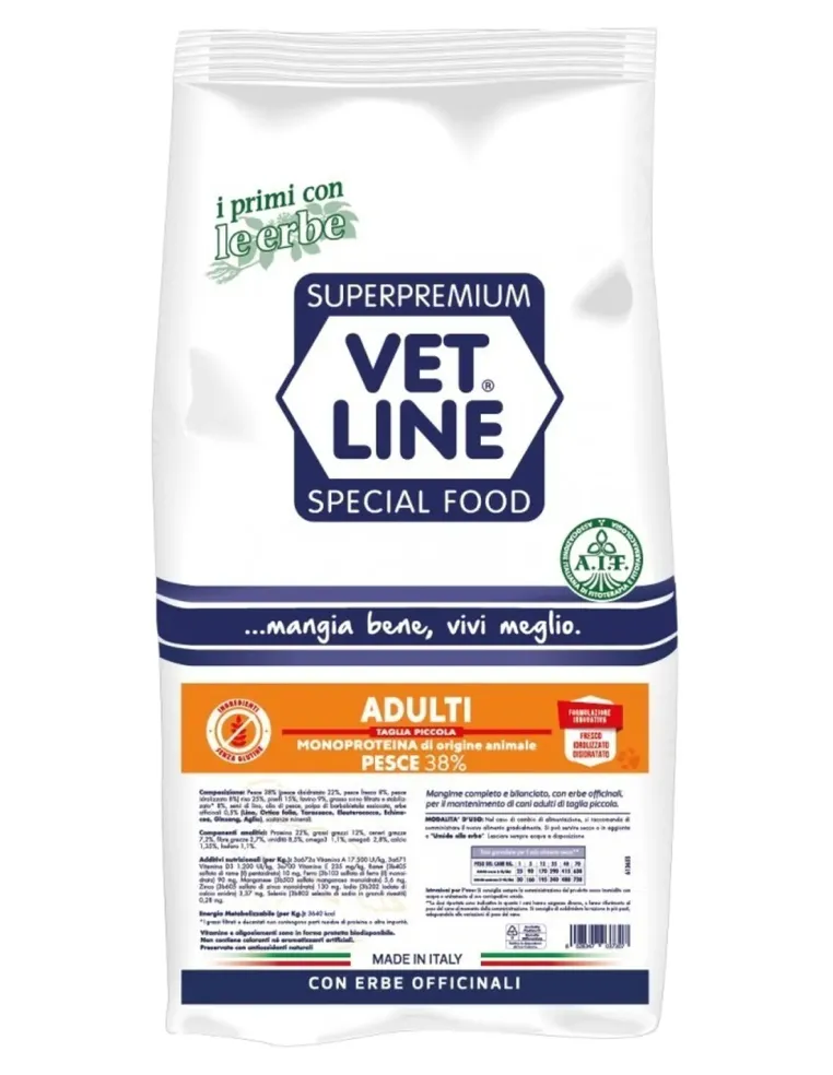 Vet Line cane adulto taglia piccola pesce 3 kg  