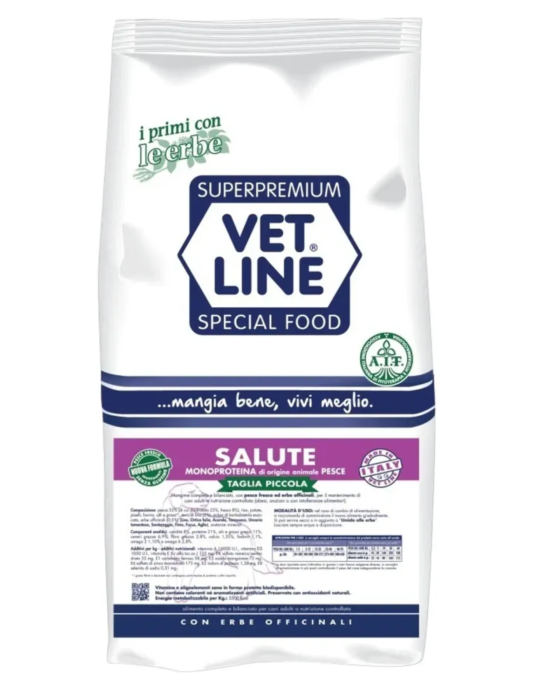 Vet Line cane taglia piccola salute pesce 3 kg  