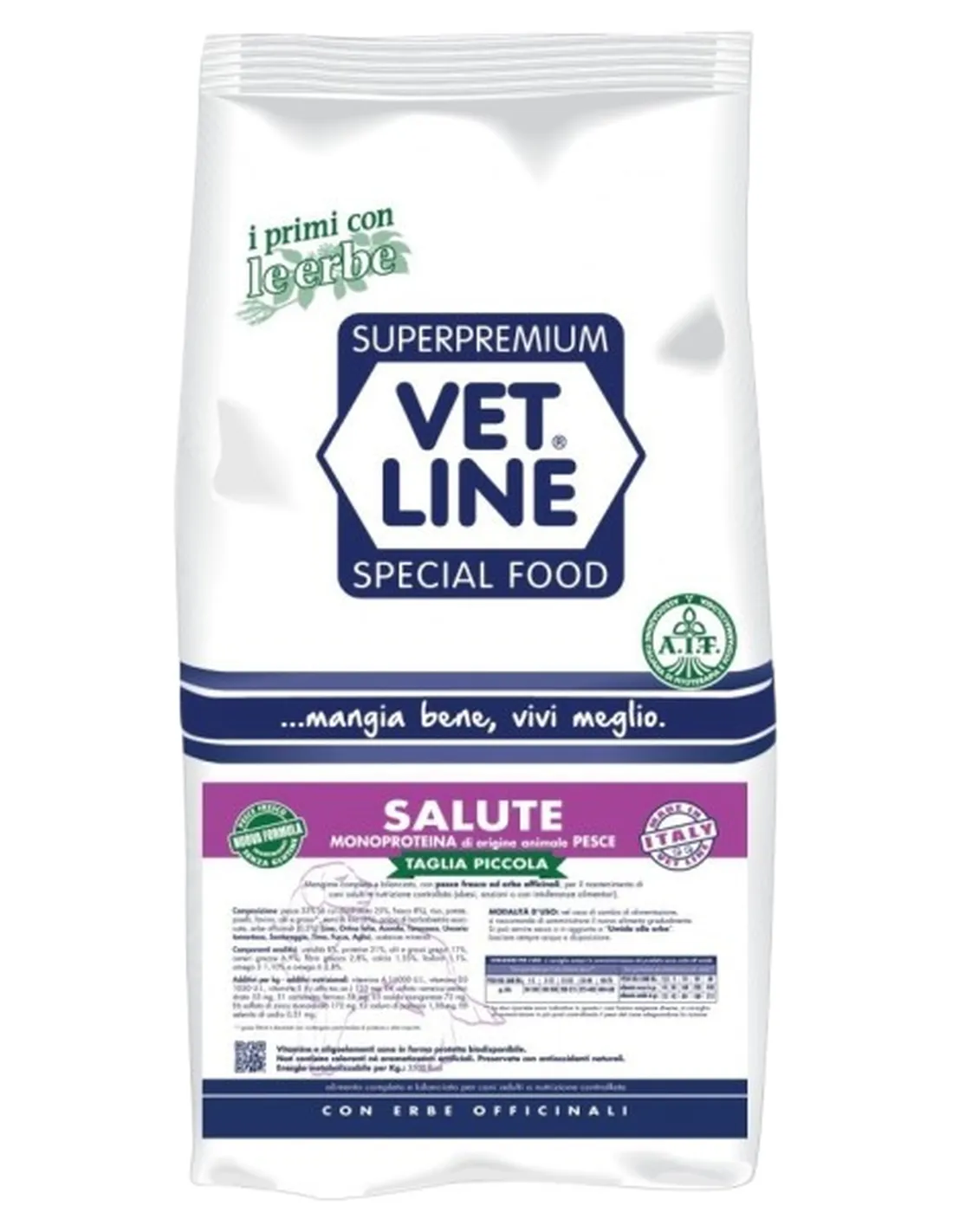 Vet Line cane taglia piccola salute pesce 3 kg  