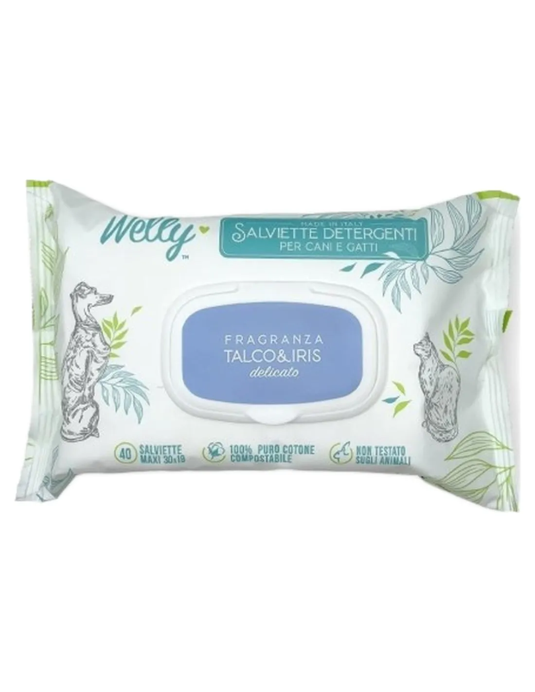 Welly salviette detergenti talco e iris delicato 40 pz  