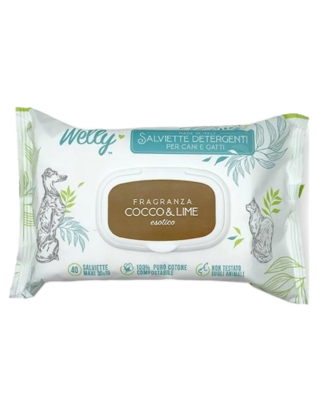 Welly salviette detergenti cocco e lime esotico 40 pz   Welly salviette detergenti cocco e lime esotico 40 pz