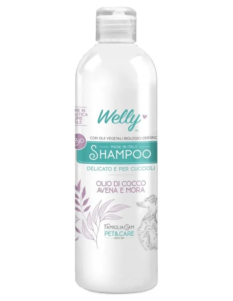 Welly Bio Shampoo Delicato E Cuccioli Olio Di Cocco, Avena E Mora 250 ml  