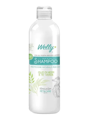 Welly Bio Shampoo Cani Protezione Naturale Olio Di Neem E Te’ Verde 250 ml  
