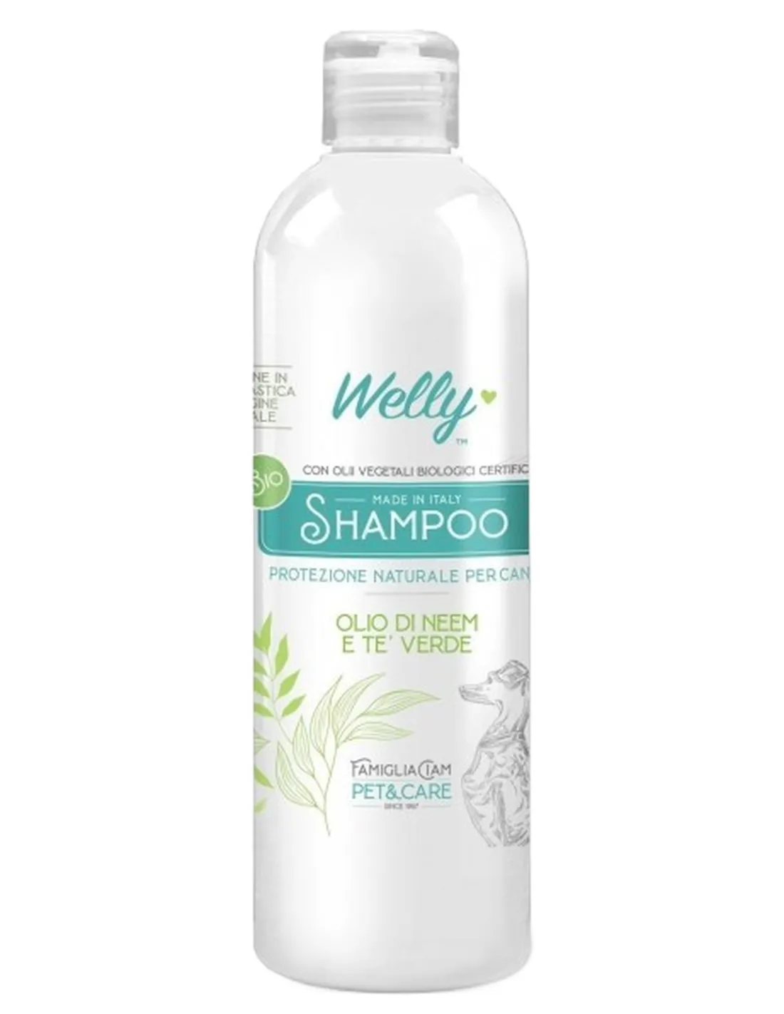 Welly Bio Shampoo Cani Protezione Naturale Olio Di Neem E Te’ Verde 250 ml  