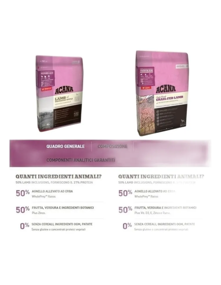 Acana grass-fed lamb dog 2 kg singles 25  