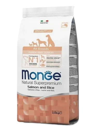 Monge cane puppy e junior all breeds salmone e riso 800 gr  