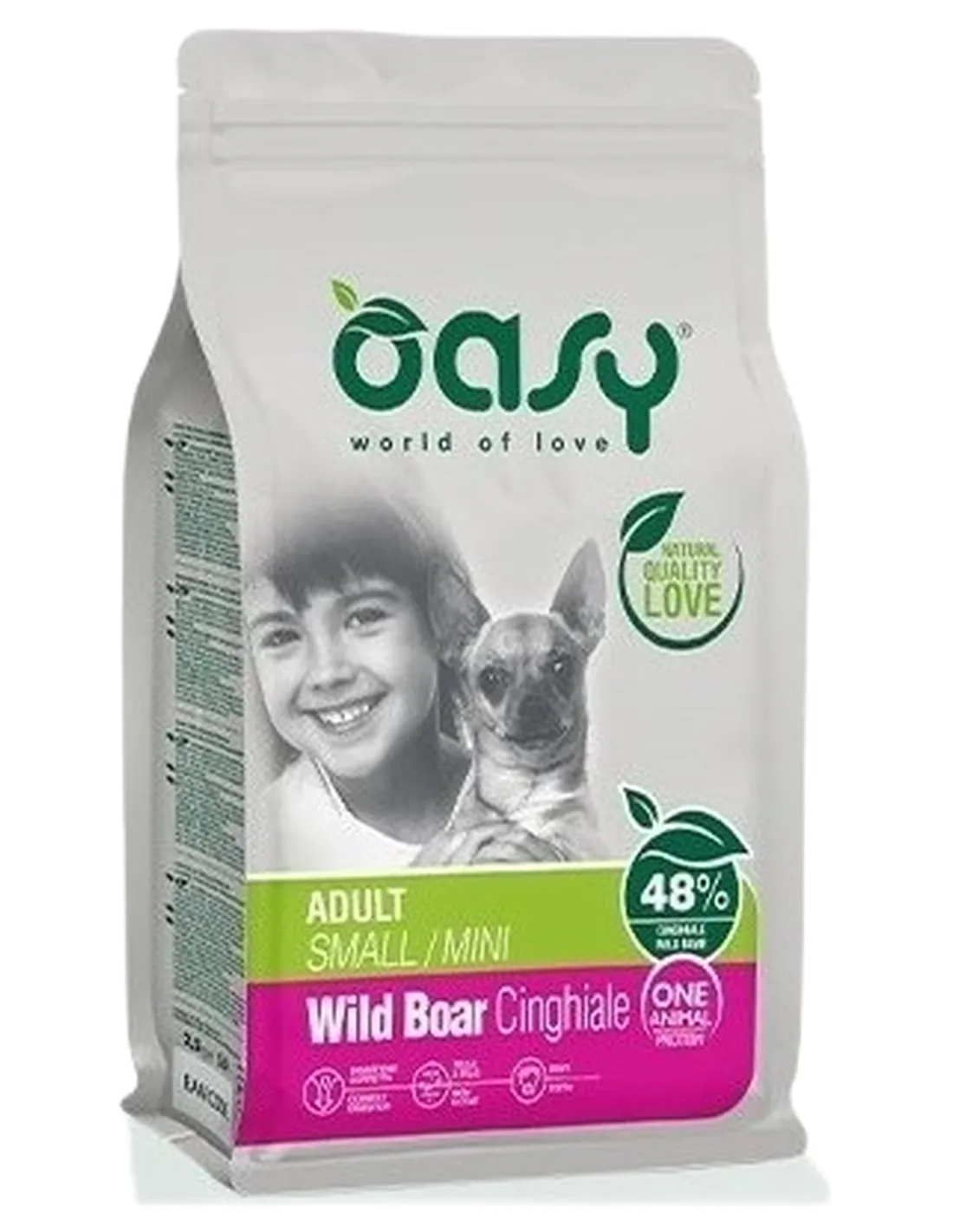 Oasy cane adult one protein small mini cinghiale 800 gr  