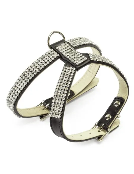 Guinzaglio e Pettorina in Pelle Strass Pink - Camon