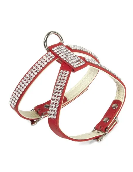 Guinzaglio e Pettorina in Pelle Strass Rosso - Camon Guinzaglio e Pettorina in Pelle Strass Rosso - Camon