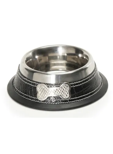Ciotola Acciaio Rivestimento Similpelle Osso
