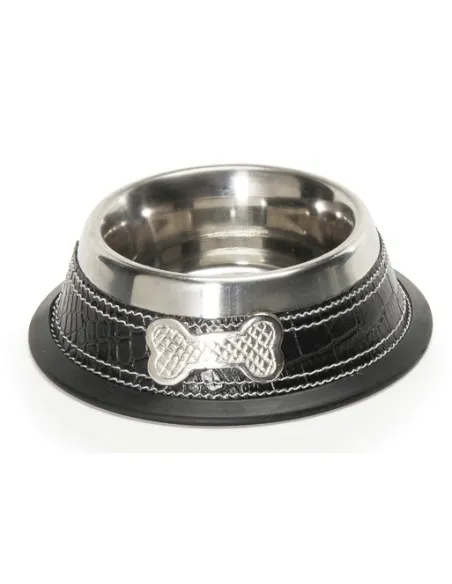 Ciotola Acciaio Rivestimento Similpelle Osso Ciotola Acciaio Rivestimento Similpelle Osso