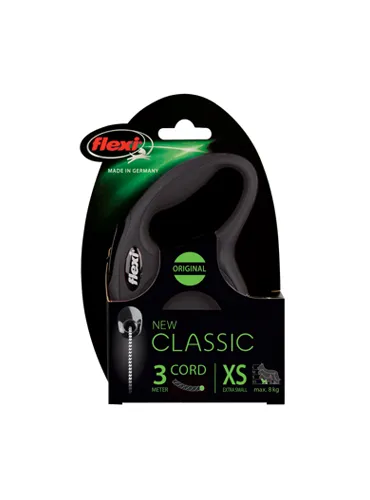 Flexi New Classic Xs Corda 3 mt 8 kg Nero
