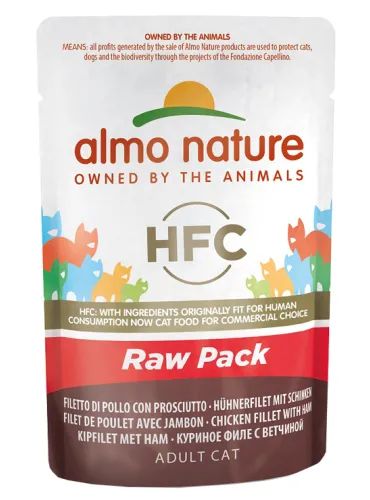 Almo Cat Raw Pack 55 Gr Filetto Di Pollo E Prosciutto