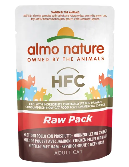 Almo Cat Raw Pack 55 Gr Filetto Di Pollo E Prosciutto