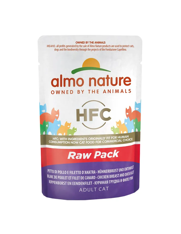 Almo Cat Raw Pack 55 Gr Petto Di Pollo E Filetto D'anatra