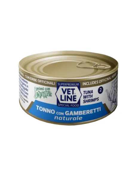 Vet Line Gatto Tonno E Gamberetti Naturale 70 Gr Vet Line Gatto Tonno E Gamberetti Naturale 70 Gr