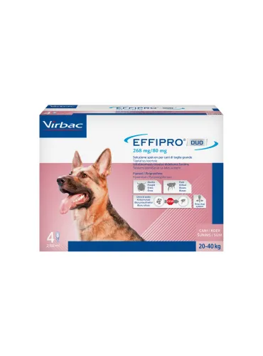 Effipro Duo per cani 20 - 40 kg 4 pipette 268 mg/80 mg