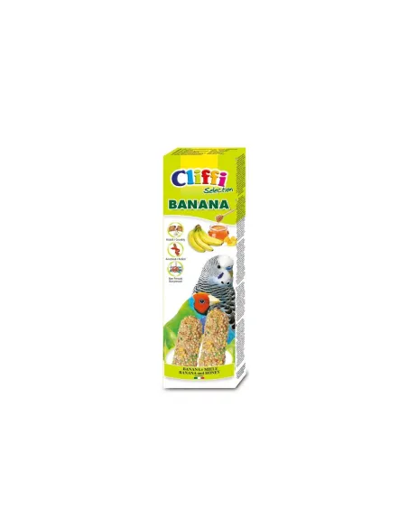 Cliffi sticks pappagallini esotici con banana e miele "banana" 60 gr Cliffi sticks pappagallini esotici con banana e miele "banana" 60 gr