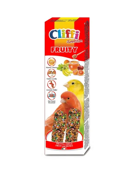 Cliffi sticks canarini con frutta e miele "fruity" 60 gr Cliffi sticks canarini con frutta e miele "fruity" 60 gr