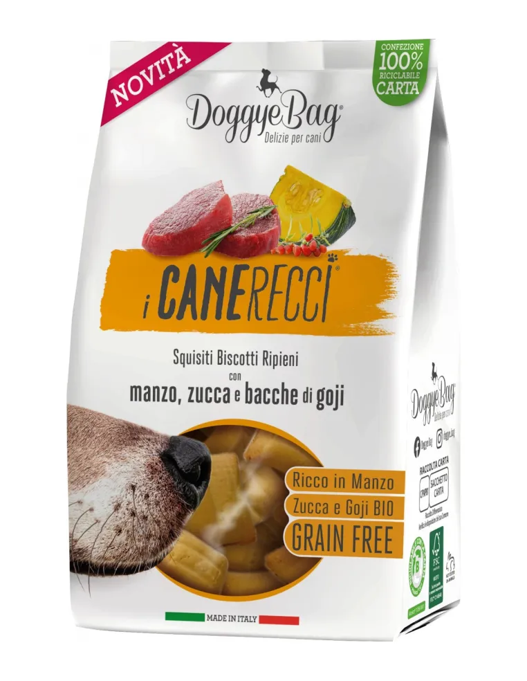 Doggyebag i canerecci manzo, zucca e bacche di goji 180 gr