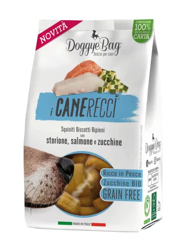 Doggyebag i canerecci storione, salmone e zucchine 180 gr