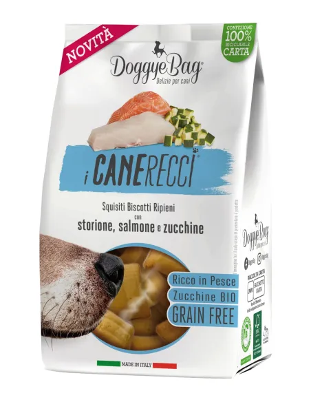 Doggyebag i canerecci storione, salmone e zucchine 180 gr
