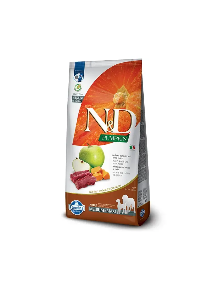 Farmina N&D Pumpkin Cervo Zucca e Melograno Cani Adulti Taglia Medio/Grande Sacco 12 Kg