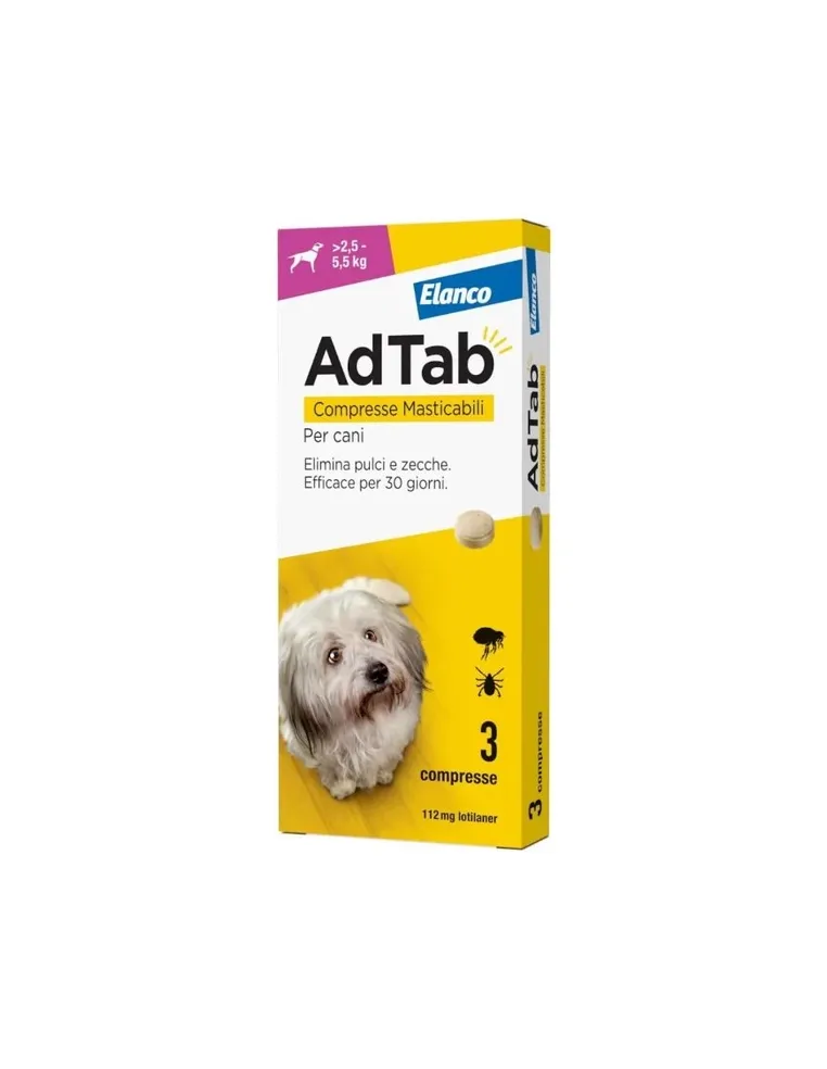 Adtab Elanco 112 mg Compresse Masticabili per Cani 2,5-5,5 kg