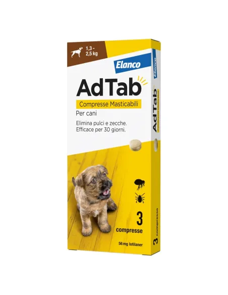 Adtab Elanco 56 mg 3 Compresse Masticabili per Cani 1,3-5,5 kg