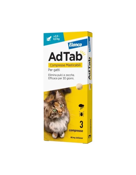 Adtab Elanco 48 mg 3 Compresse Masticabili per Gatti 2-8 kg