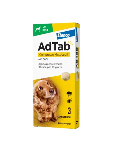 Adtab Elanco 450 mg 3 Compresse Masticabili per Cani 11-22 kg