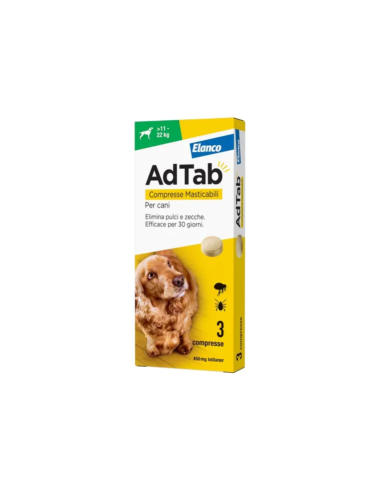 Adtab Elanco 450 mg 3 Compresse Masticabili per Cani 11-22 kg