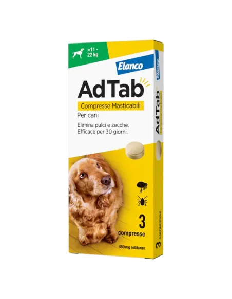 Adtab Elanco 450 mg 3 Compresse Masticabili per Cani 11-22 kg