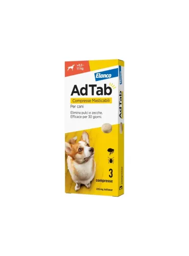 Adtab Elanco 225 mg 3 Compresse Masticabili per Cani 5,5-11 kg