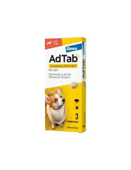 Adtab Elanco 225 mg 3 Compresse Masticabili per Cani 5,5-11 kg